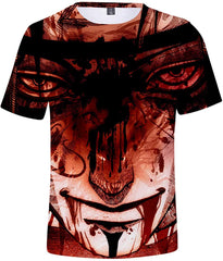 Unisex Novelty Tee Tops 3D Printed with The Japanese Anime Naruto T Shirts for Men Women Blood Face