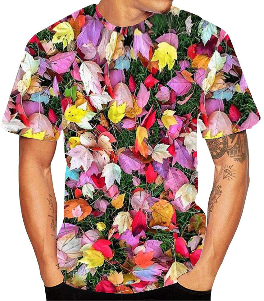 Mens T Shirt 3D Flood Printed Short Sleeved Top Blouse Red
