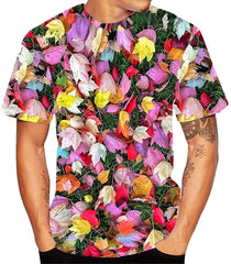 Mens T Shirt 3D Flood Printed Short Sleeved Top Blouse Red