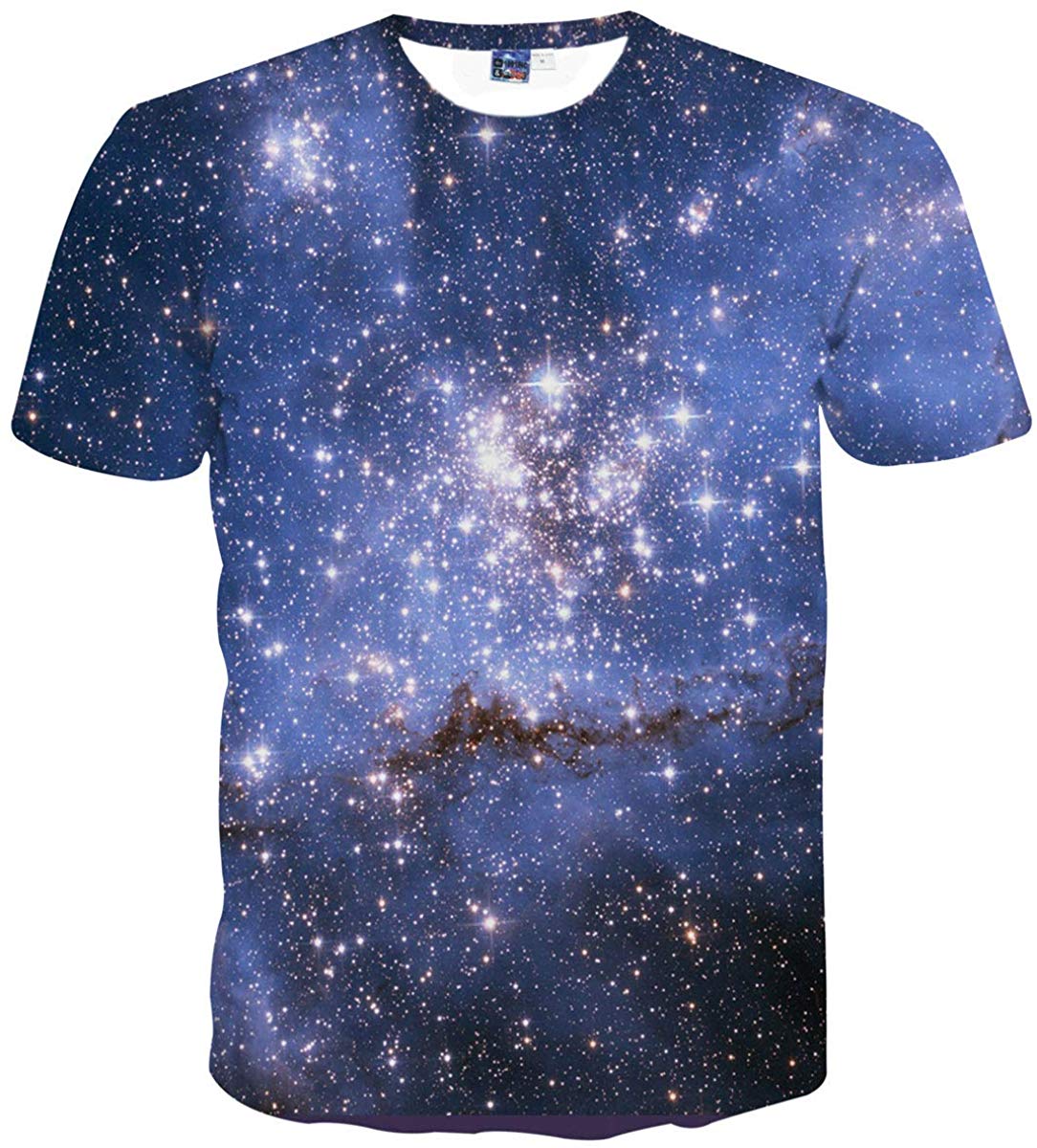 Unisex 3D Novelty Tshirts Men Graphic Funny Tees Printed Crewneck Short Sleeve Summer Top T Shirts Galaxy Unirverse