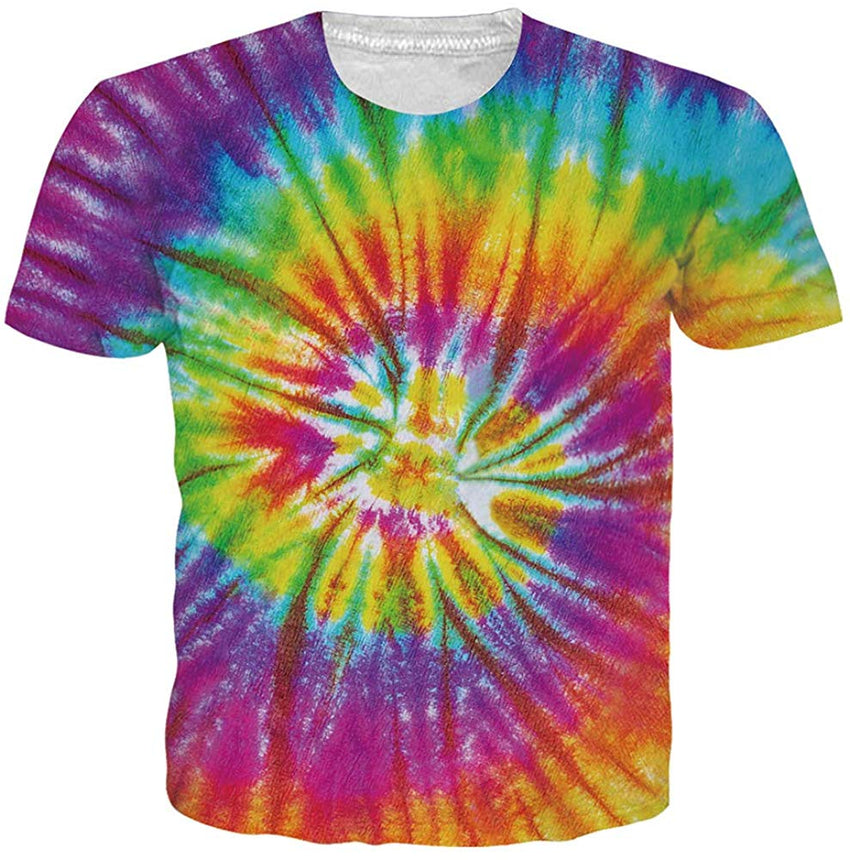 Men Women 3D Novelty Graphic T Shirts Short Sleeve Crewneck Tie Dye Tee Tops for Casual Tie Dye