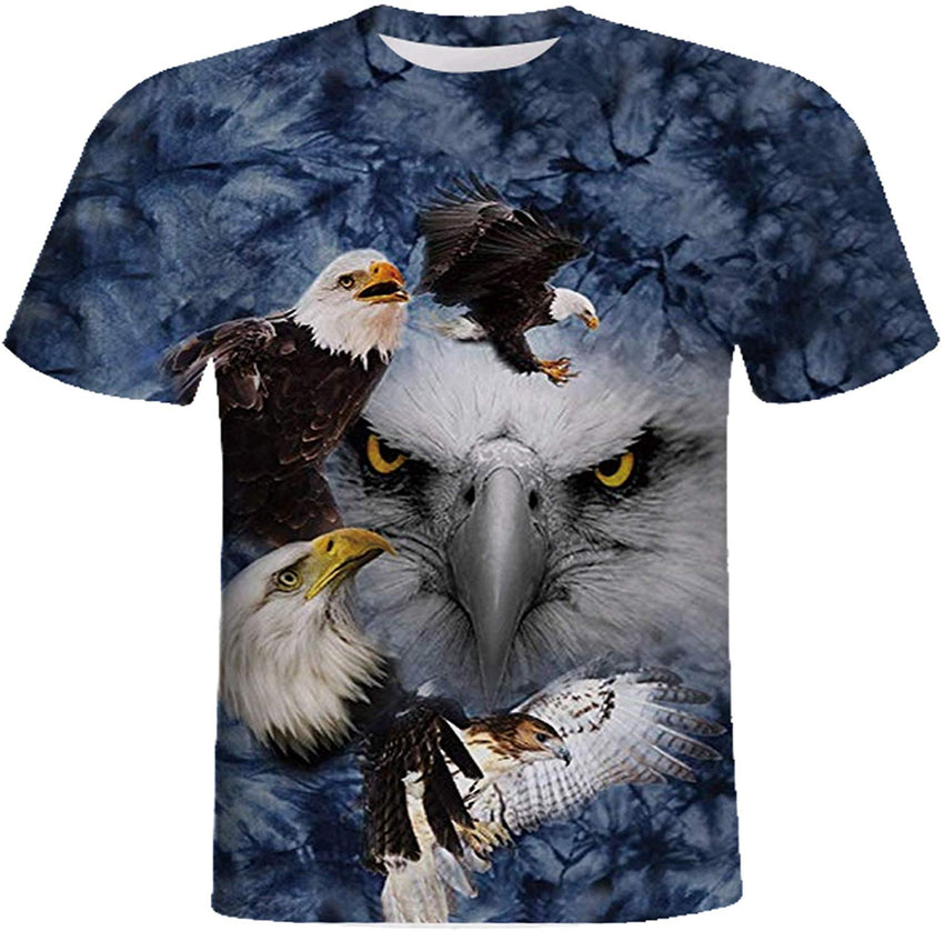 Men's American Flag Eagle and Cat Printed T Shirt XS 5XL¡ꡧUS Size XXS ¡ê3XL Eagle2