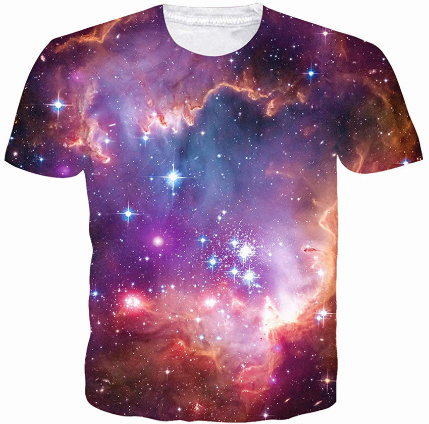 Unisex Cool Novelty 3D Graphic Print T Shirts Summer Short Sleeve Crewneck Tees Casual Tops Dream Universe