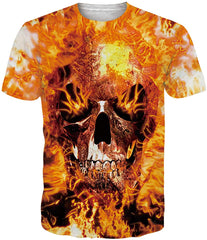 Unisex 3D Printed Pattern Short Sleeve T Sleeve Cool Graphic Tees Top Fire Skull