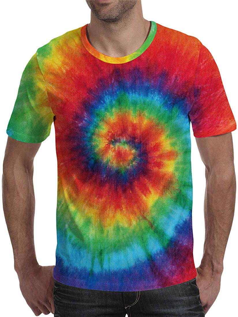 Unisex 3D Printed Tie Dye Creative Funny Summer Casual Short Sleeve T Shirts Tees T03747