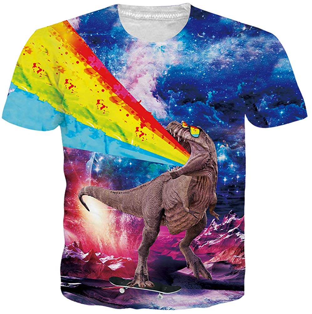 Unisex Short Sleeve T Shirts 3D Novelty Print Casual Funny Graphic Tees S 3XL Dinosaur
