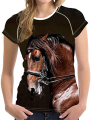Summer T Shirt Women Casual Funny 3D Horse Crop Tops Girls Tees Tops Horse3