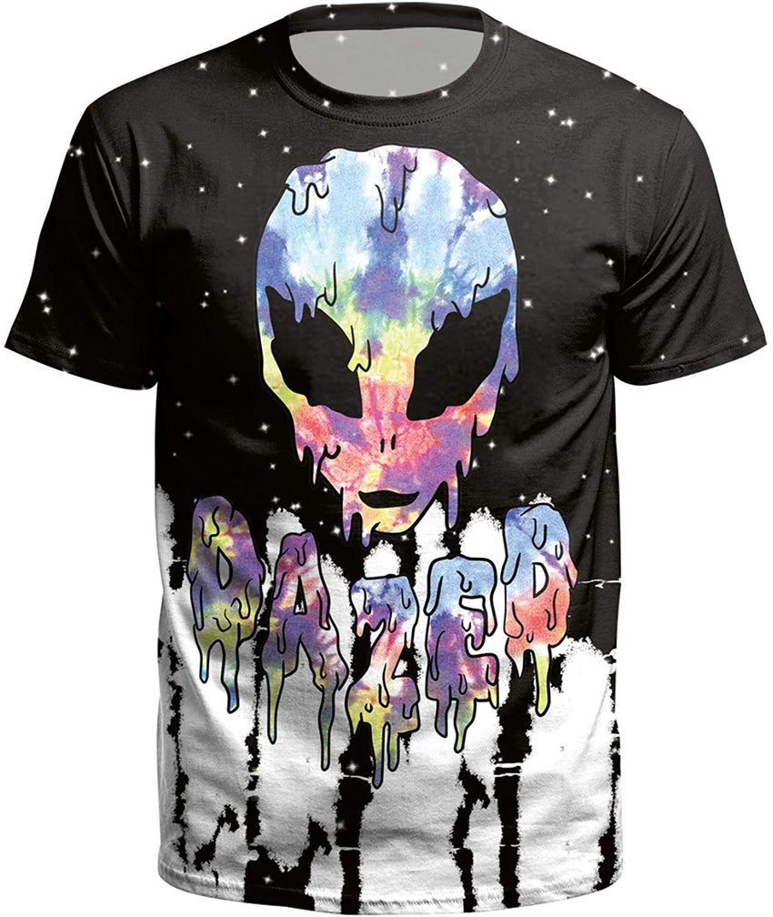 Street Style UFO Alien 3D Digital Print T Shirt Oazed black