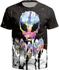 Street Style UFO Alien 3D Digital Print T Shirt Oazed black