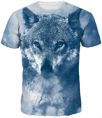 Unisex Casual 3D Wolf Head Pattern Printed Short Sleeve T Shirts Top Tees Cute Wolf