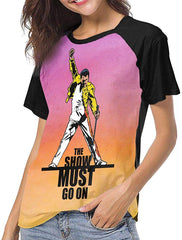 Queen Rock Band Freddie Mercury Short Sleeve Womens 3D Print Baseball T Shirt Hip Hop Sports Raglan Tee Top Shirt Black7