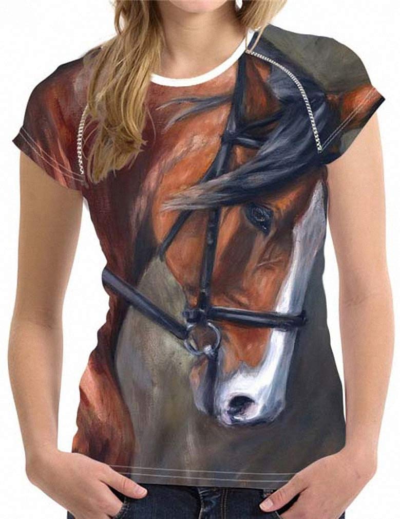 Unisex 3D Printed T shirt Horse Short Sleeved Casual Tops Shirts W3750BV