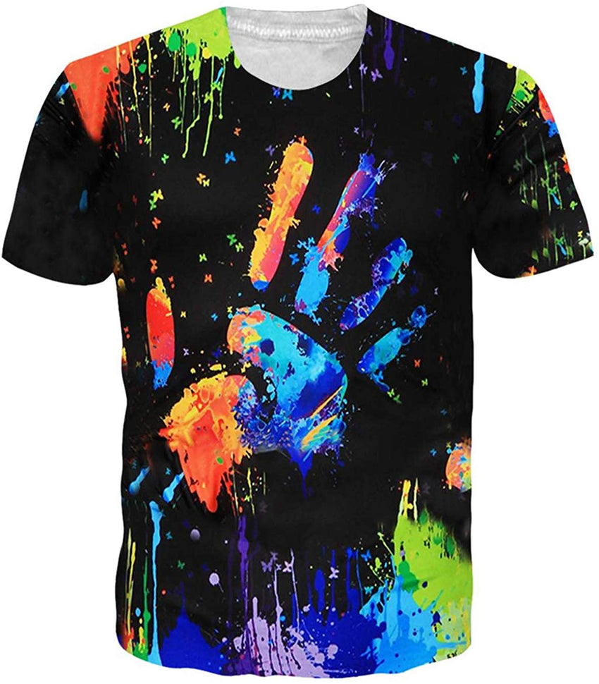 Unisex 3D Printed Pattern Short Sleeve T Sleeve Cool Graphic Tees Top Black palm