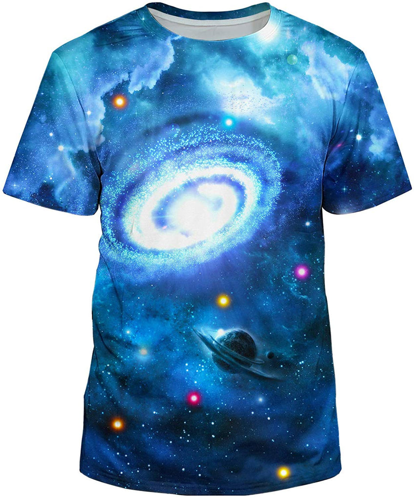 Unisex 3D Realistic Printed Casual Short Sleeve T Shirts Blue3