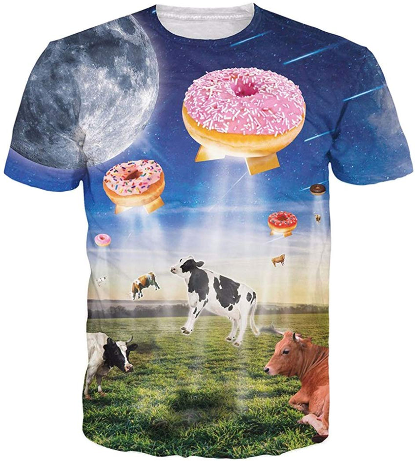3D Print Shirt Hipster Unisex Men Women Clothing Tops Swag T Shirt Donut Ufos