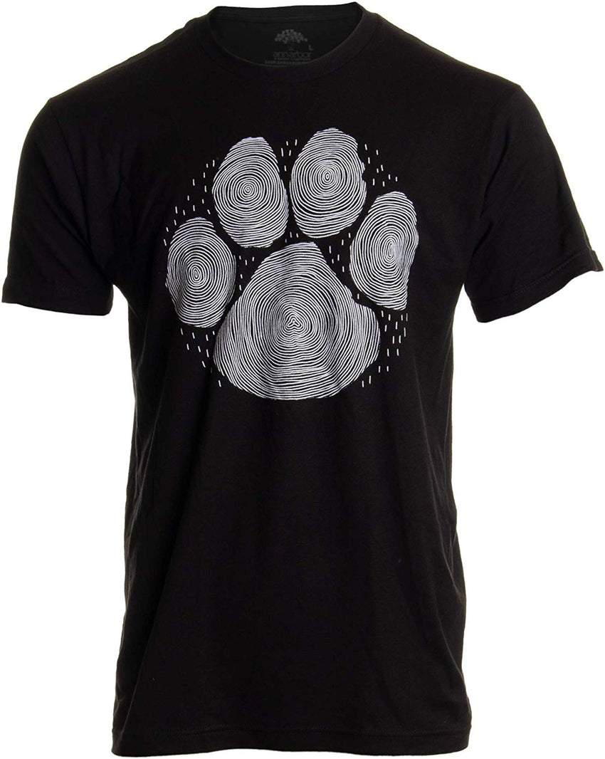 Paw Print Line Art Artistic Illustration Nature Men Women Dog Cat Cool T Shirt Black