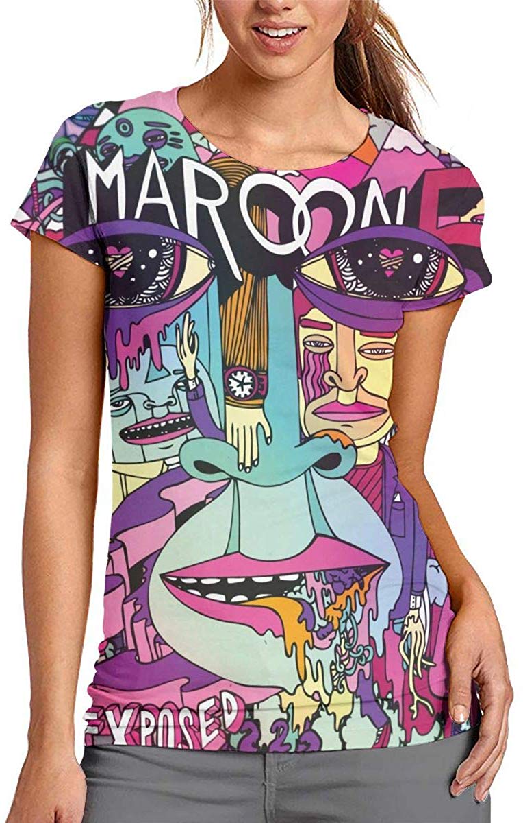 Adam Levine 3D Printed Stylish Woman's Round Neck Short Sleeve T Shirts Nature