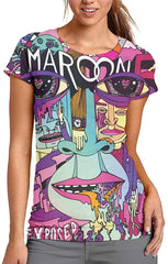 Adam Levine 3D Printed Stylish Woman's Round Neck Short Sleeve T Shirts Nature