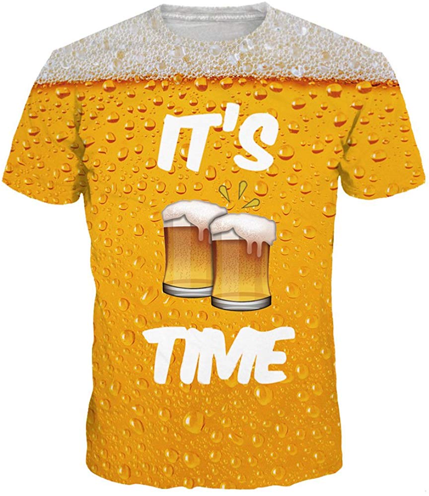 Velynce Unisex Thin Shirts Stylish 3D Digital Printed Lion Skull Casual Personality T Shirts Couple Clothing Beer #29