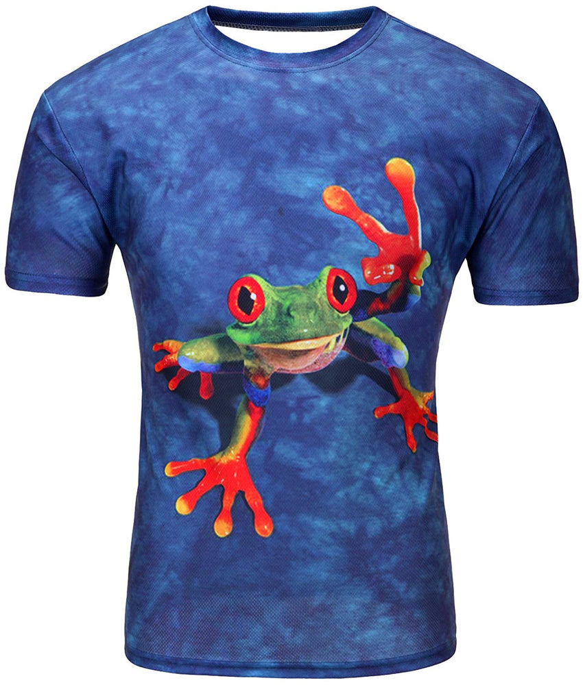 Men's Fashion 3D Print Hip Hop Style T Shirts Cool Creative Imagination Tee Tree Frog