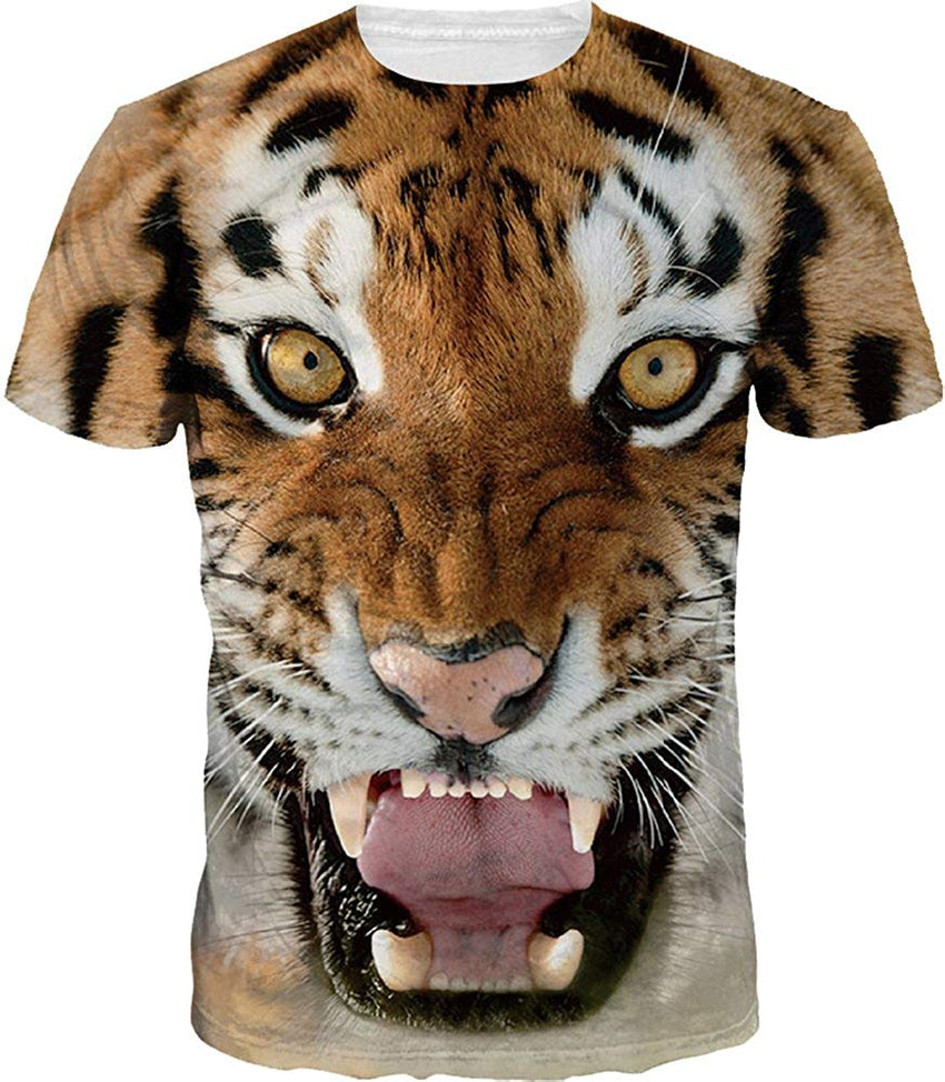 Men's T shirt Casual Tee 3D Unisex Digital Print Graphic Short Sleeves Tiger 1