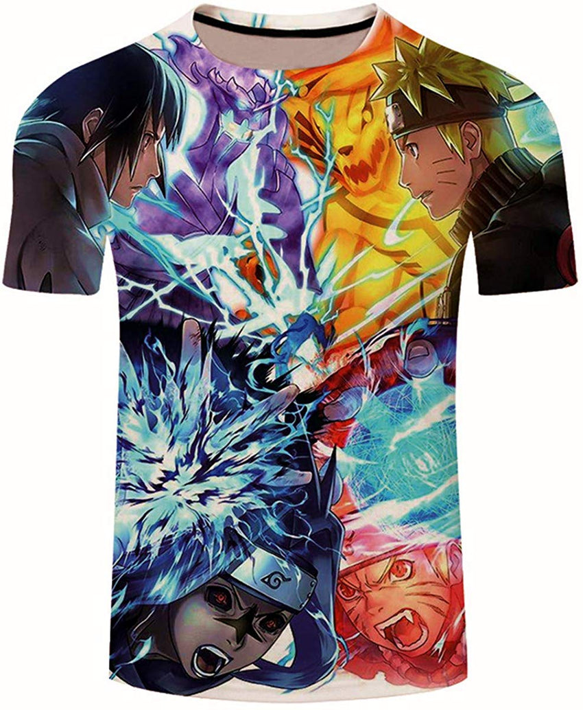 Men Naruto 3D Print Short Sleeve Pullover Regular Fit T Shirt Color 25