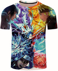 Men Naruto 3D Print Short Sleeve Pullover Regular Fit T Shirt Color 25