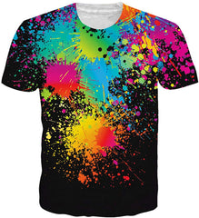 Unisex Cool Novelty 3D Graphic Print T Shirts Summer Short Sleeve Crewneck Tees Casual Tops Colorful Splash