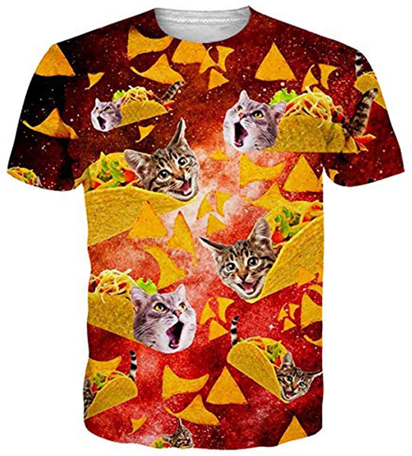 Unisex 3D Printed Summer Casual Short Sleeve T Shirts Top Tees S XXL Cat r