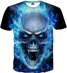 Mens T Shirt Skull 3D Printing Tops Tees Shirt Short Sleeve Xxxx large