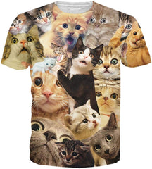 Summer Fashion Women Men Printed Short Sleeve Tee Tops T Shirts Cat Face