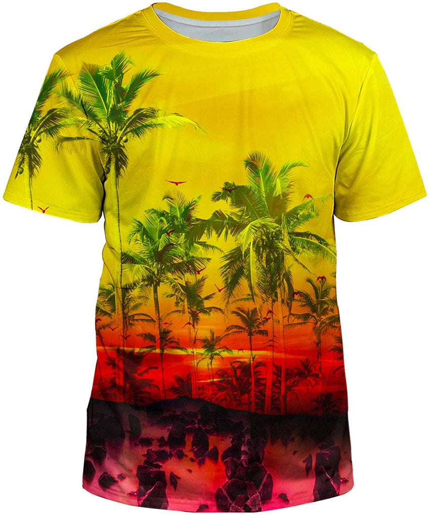 Unisex 3D Realistic Printed Casual Short Sleeve T Shirts Yellow47
