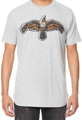 Heather Men Safety Pinned Crow Graphic Tee Shirt Gray