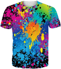 Unisex 3D Printed Summer Casual Short Sleeve T Shirts Top Tees S XXL Splatter2