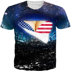 Unisex Personalized Novelty 3D Printed T Shirts Short Sleeve Tops Tees Galaxy Bro