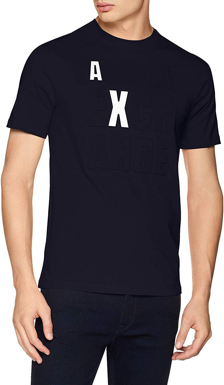 Men's Short Sleeve Crew Neck 3D Graphic T Shirt Navy