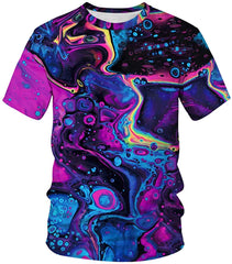 Unisex Men Women Stylish 3D Printed Graphic Short Sleeve T Shirts Tops Purple Paint