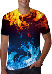Unisex 3D Creative Print Short Sleeve T Shirt Casual Graphic Tees Fire