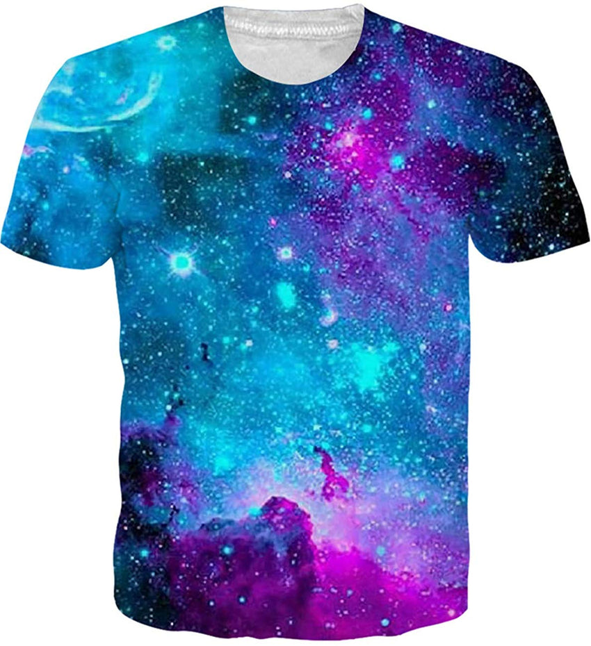 Unisex Casual 3D Print Animal Short Sleeve T Shirt Graphic Tees Bule Galaxy