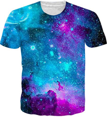 Unisex Casual 3D Print Animal Short Sleeve T Shirt Graphic Tees Bule Galaxy