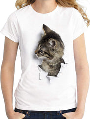 Women's and Men's Summer Cat Printed T Shirts 3D Cat Cute Valentine Tee Shirts Graphic Family T Shirts Tops Women and Men White 3