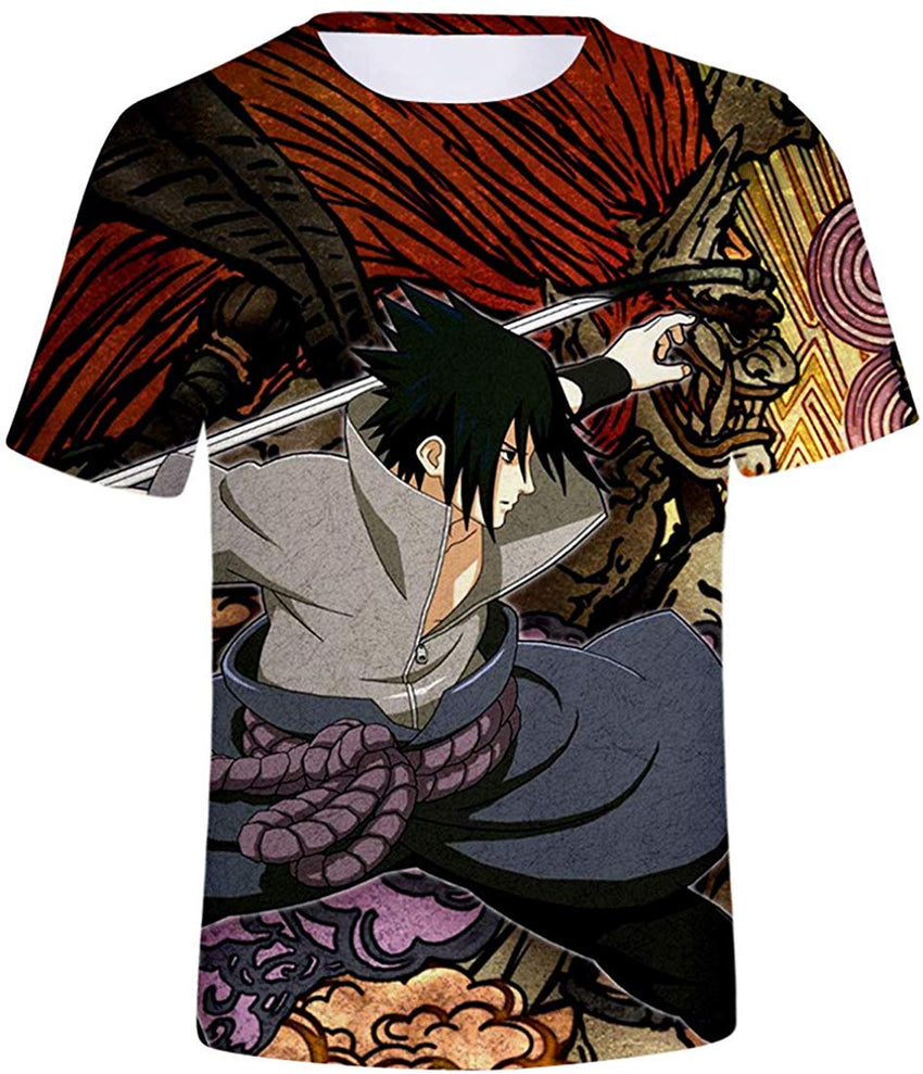 Unisex Novelty Tee Tops 3D Printed with The Japanese Anime Naruto T Shirts for Men Women Grey Ninja