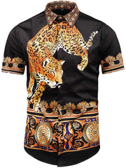 Men's Short Sleeve Luxury Print Button Dress Shirt Al003 82