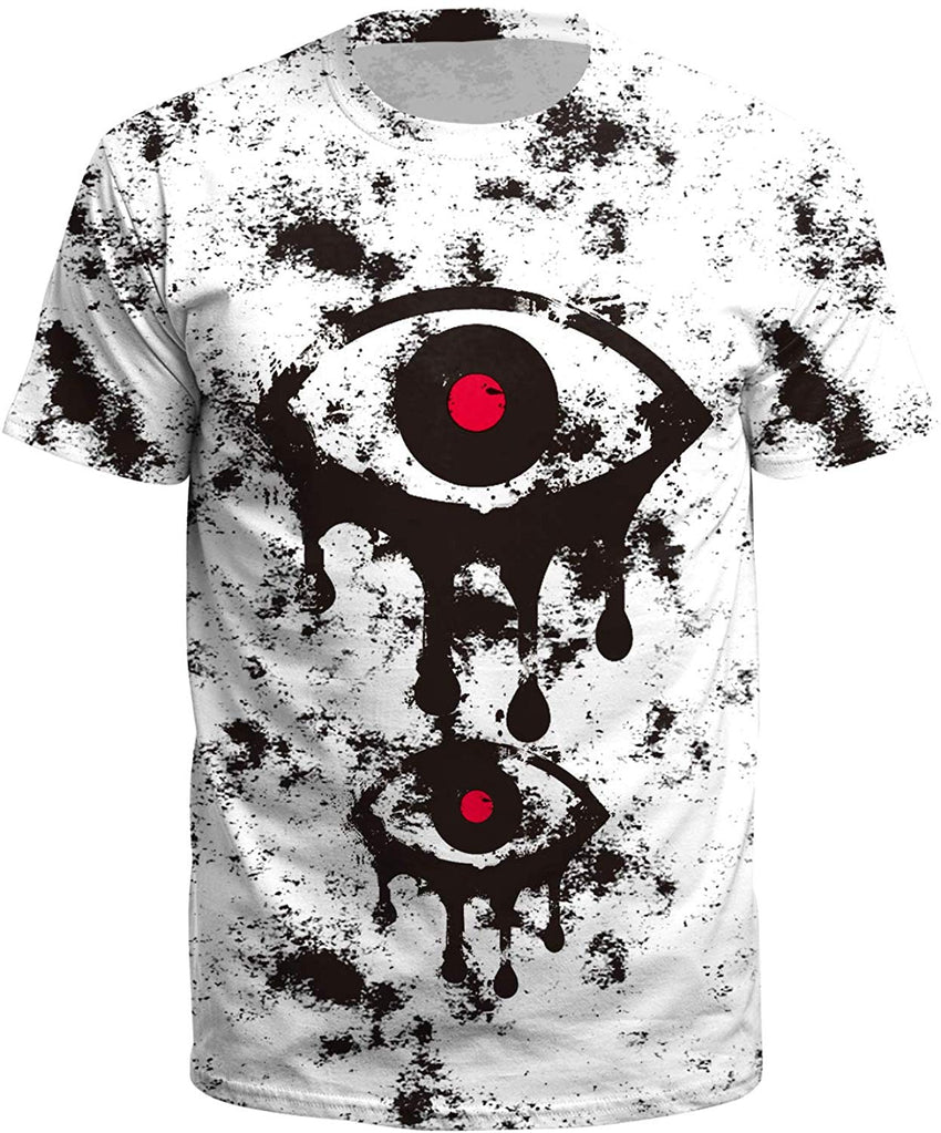 Street Style UFO Alien 3D Digital Print T Shirt Eyes white