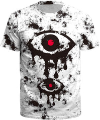 Street Style UFO Alien 3D Digital Print T Shirt Eyes white