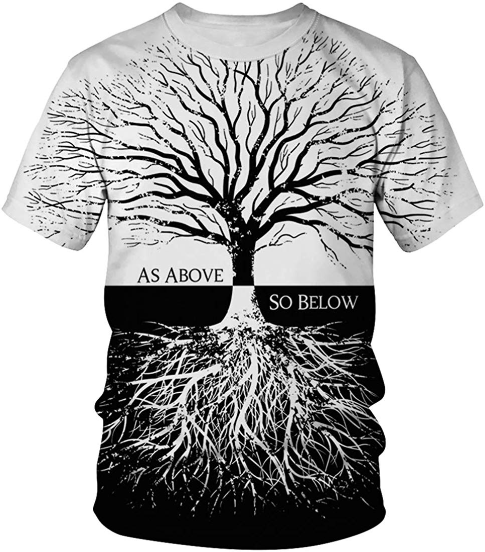 Unisex T Shirt 3D Pattern Print Novelty Short Sleeve Sports Fitness Summer Tee Tree b