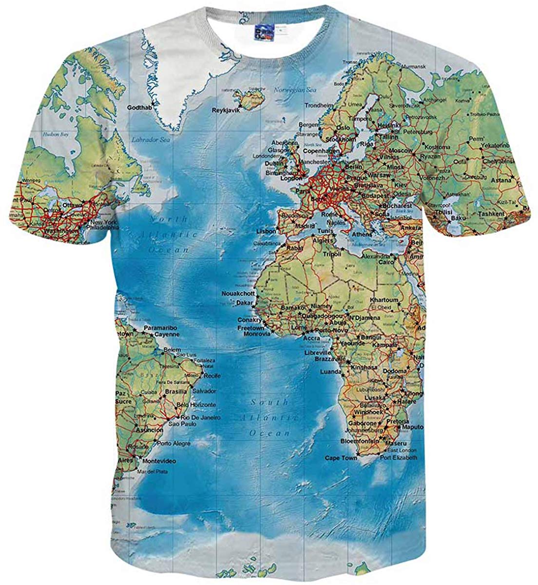 Unisex 3D Novelty Tshirts Men Graphic Funny Tees Printed Crewneck Short Sleeve Summer Top T Shirts 3d Map