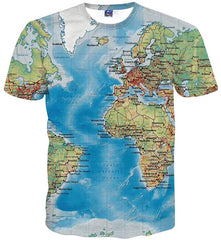 Unisex 3D Novelty Tshirts Men Graphic Funny Tees Printed Crewneck Short Sleeve Summer Top T Shirts 3d Map