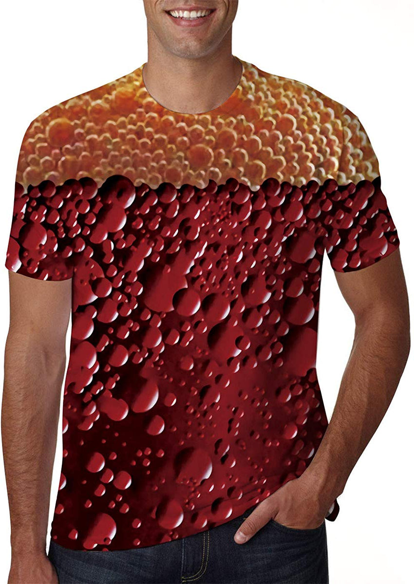 Unisex 3D Creative Print Short Sleeve T Shirt Casual Graphic Tees 3d Beer a