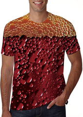 Unisex 3D Creative Print Short Sleeve T Shirt Casual Graphic Tees 3d Beer a